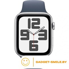 Apple Watch SE 2 (2023) GPS 44mm Silver Aluminum Case with Storm Blue Sport Band - M/L (MREE3)