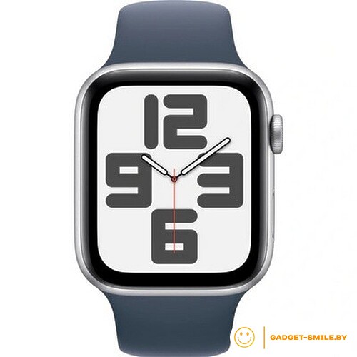 Apple Watch SE 2 (2023) GPS 44mm Silver Aluminum Case with Storm Blue Sport Band - S/M (MREC3)