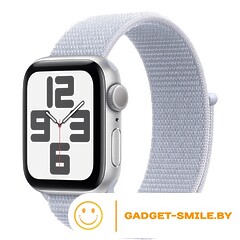 Apple Watch SE 2 (2024) GPS 44mm Silver Aluminium Case with Blue Cloud Sport Loop Band - (MXET3)