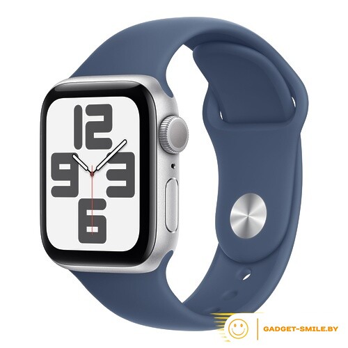 Apple Watch SE 2 (2024) GPS 44mm Silver Aluminium Case with Denim Sport Band - S/M (MXEQ3)