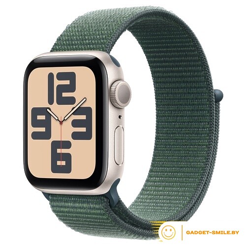 Apple Watch SE 2 (2024) GPS 44mm Starlight Aluminium Case with Lake Green Sport Loop - (MXEW3)