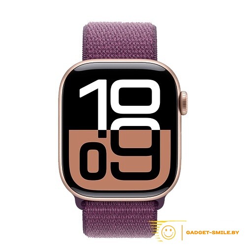 Apple Watch Series 10 GPS 42mm Rose Gold Aluminum Case with Plum Sport Loop (MWWK3)