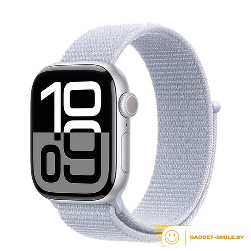 Apple Watch Series 10 GPS 42mm Silver Aluminum Case with Blue Cloud Sport Loop (MWWD3)