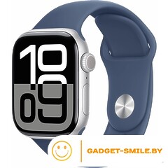 Apple Watch Series 10 GPS 42mm Silver Aluminum Case with Denim Sport Band - M/L (MWWC3)