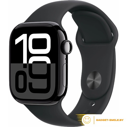 Apple Watch Series 10 GPS 46mm Jet Black Aluminum Case with Black Sport Band - S/M (MWWP3)