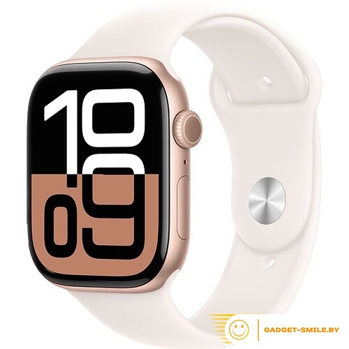 Apple Watch Series 10 GPS 46mm Rose Gold Aluminum Case with Light Blush Sport Band - M/L (MWWU3)