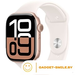 Apple Watch Series 10 GPS 46mm Rose Gold Aluminum Case with Light Blush Sport Band - S/M (MWWT3)