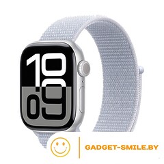 Apple Watch Series 10 GPS 46mm Silver Aluminum Case with Blue Cloud Sport Loop (MWWN3)
