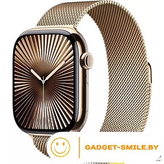 Apple Watch Series 10 GPS + Cellular 46mm Gold Titanium Case with Gold Milanese Loop - S/M (MC7T4)