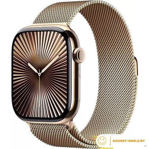 Apple Watch Series 10 GPS + Cellular 46mm Gold Titanium Case with Gold Milanese Loop - S/M (MC7T4)