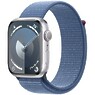 Apple Watch Series 9 GPS 45mm Silver Aluminum Case with Storm Blue Sport Loop (MR9F3)