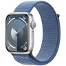 Apple Watch Series 9 GPS 45mm Silver Aluminum Case with Storm Blue Sport Loop (MR9F3)