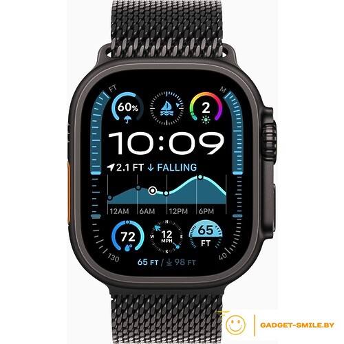 Apple Watch Ultra 2 2024 GPS + Cellular 49mm Black Titanium Case with Black Titanium Milanese Loop - S (MX4W3)