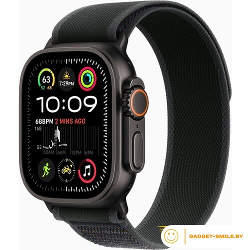 Apple Watch Ultra 2 2024 GPS + Cellular 49mm Black Titanium Case with Black Trail Loop - S/M (MX4U3)