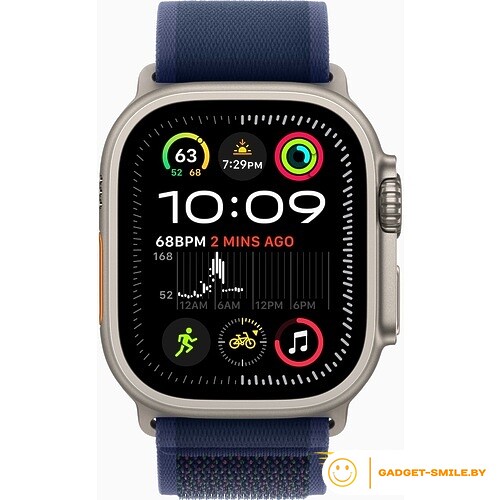 Apple Watch Ultra 2 2024 GPS + Cellular 49mm Natural Titanium Case with Blue Trail Loop - S/M (MX4J3)