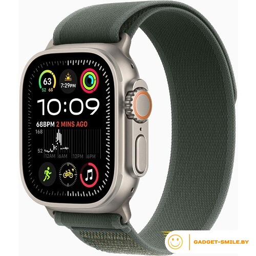 Apple Watch Ultra 2 2024 GPS + Cellular 49mm Natural Titanium Case with Green Trail Loop - S/M (MXTN3)