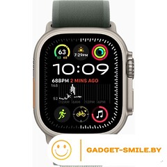 Apple Watch Ultra 2 2024 GPS + Cellular 49mm Natural Titanium Case with Green Trail Loop - S/M (MXTN3)
