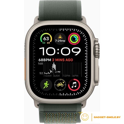 Apple Watch Ultra 2 2024 GPS + Cellular 49mm Natural Titanium Case with Green Trail Loop - S/M (MXTN3)