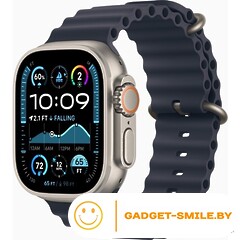 Apple Watch Ultra 2 2024 GPS + Cellular 49mm Natural Titanium Case with Navy Ocean Band (MX4D3)