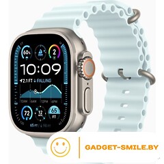 Apple Watch Ultra 2 2024 GPS + Cellular 49mm Natural Titanium Case with Ice Blue Ocean Band (MXTF3)