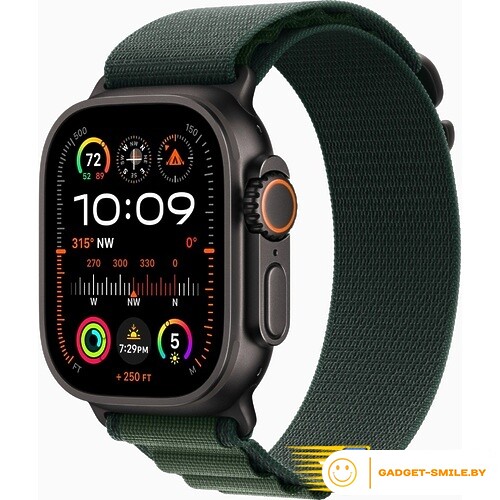 Apple Watch Ultra 2 2024 GPS + Cellular 49mm Black Titanium Case with Dark Green Alpine Loop - S (MX4Q3)