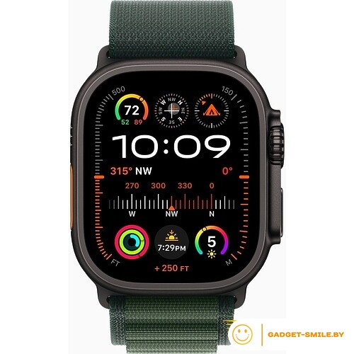 Apple Watch Ultra 2 2024 GPS + Cellular 49mm Black Titanium Case with Dark Green Alpine Loop - S (MX4Q3)
