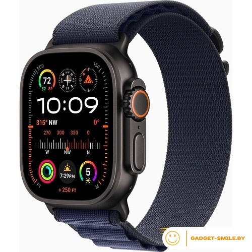Apple Watch Ultra 2 2024 GPS + Cellular 49mm Black Titanium Case with Navy Alpine Loop - M (MYPX3)