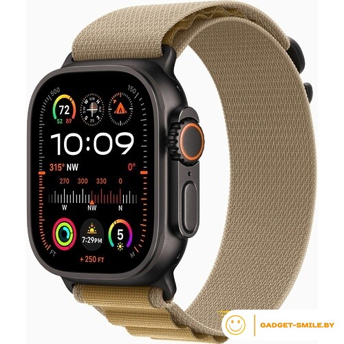 Apple Watch Ultra 2 2024 GPS + Cellular 49mm Black Titanium Case with Tan Alpine Loop - S (MYQ03)