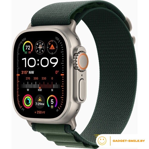 Apple Watch Ultra 2 2024 GPS + Cellular 49mm Natural Titanium Case with Dark Green Alpine Loop - M (MXMV3)