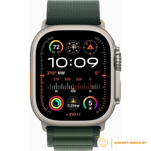 Apple Watch Ultra 2 2024 GPS + Cellular 49mm Natural Titanium Case with Dark Green Alpine Loop - M (MXMV3)