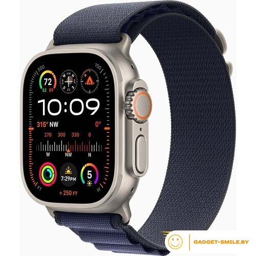 Apple Watch Ultra 2 2024 GPS + Cellular 49mm Natural Titanium Case with Navy Alpine Loop - M (MXMY3)