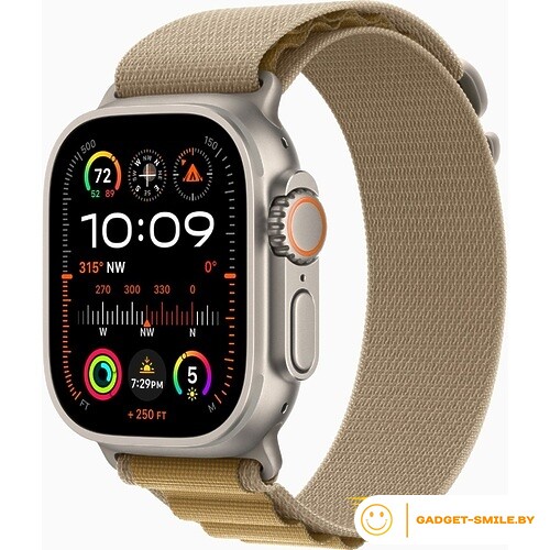 Apple Watch Ultra 2 2024 GPS + Cellular 49mm Natural Titanium Case with Tan Alpine Loop - S (MX4E3)