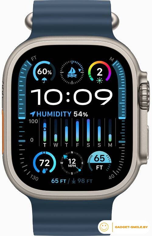Apple Watch Ultra 2 GPS + Cellular 49мм Titanium Case with Blue Ocean Band (One Size)
