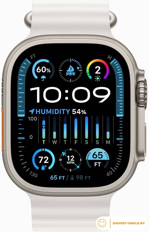 Apple Watch Ultra 2 GPS + Cellular 49мм Titanium Case with White Ocean Band (One Size)