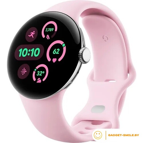 Google Pixel Watch 3 41мм Глянцевый серебристый / розовый кварц (Polished Silver / Rose Quartz)