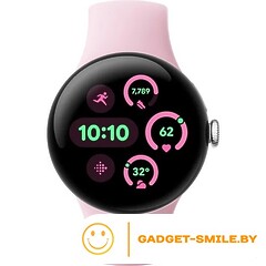 Google Pixel Watch 3 41мм Глянцевый серебристый / розовый кварц (Polished Silver / Rose Quartz)