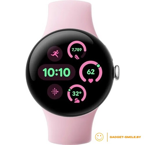 Google Pixel Watch 3 41мм Глянцевый серебристый / розовый кварц (Polished Silver / Rose Quartz)