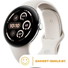 Google Pixel Watch 3 LTE 45мм Глянцевый серебристый / фарфор (Polished Silver / Porcelain)